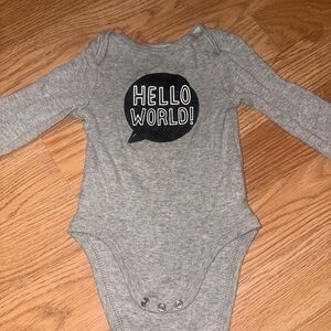Cloud Island Gray 'Hello World!' Bodysuit